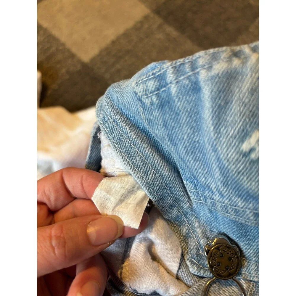 Oshkosh b’gosh vintage denim overalls embossed logo spellout face 3t flaw
